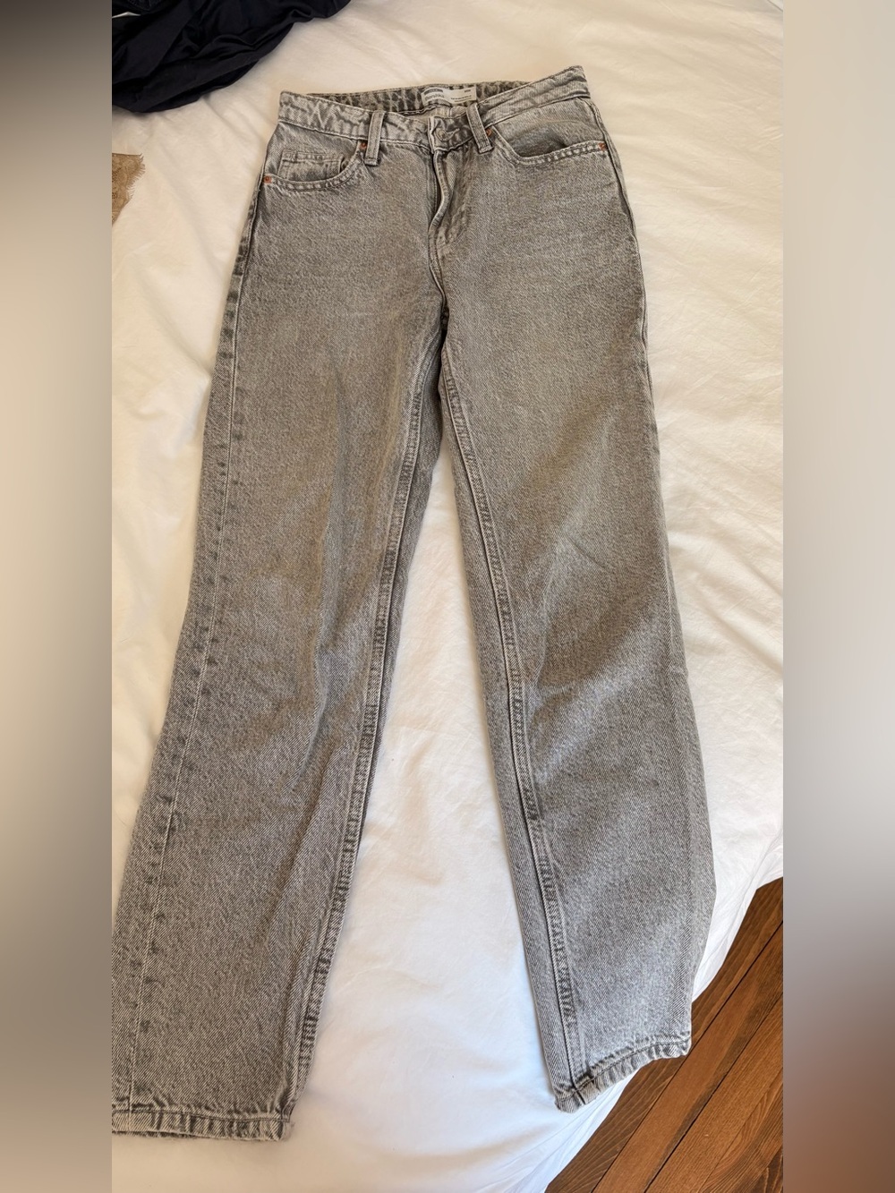 Bershka Straight-Leg Grey Washed Jeans